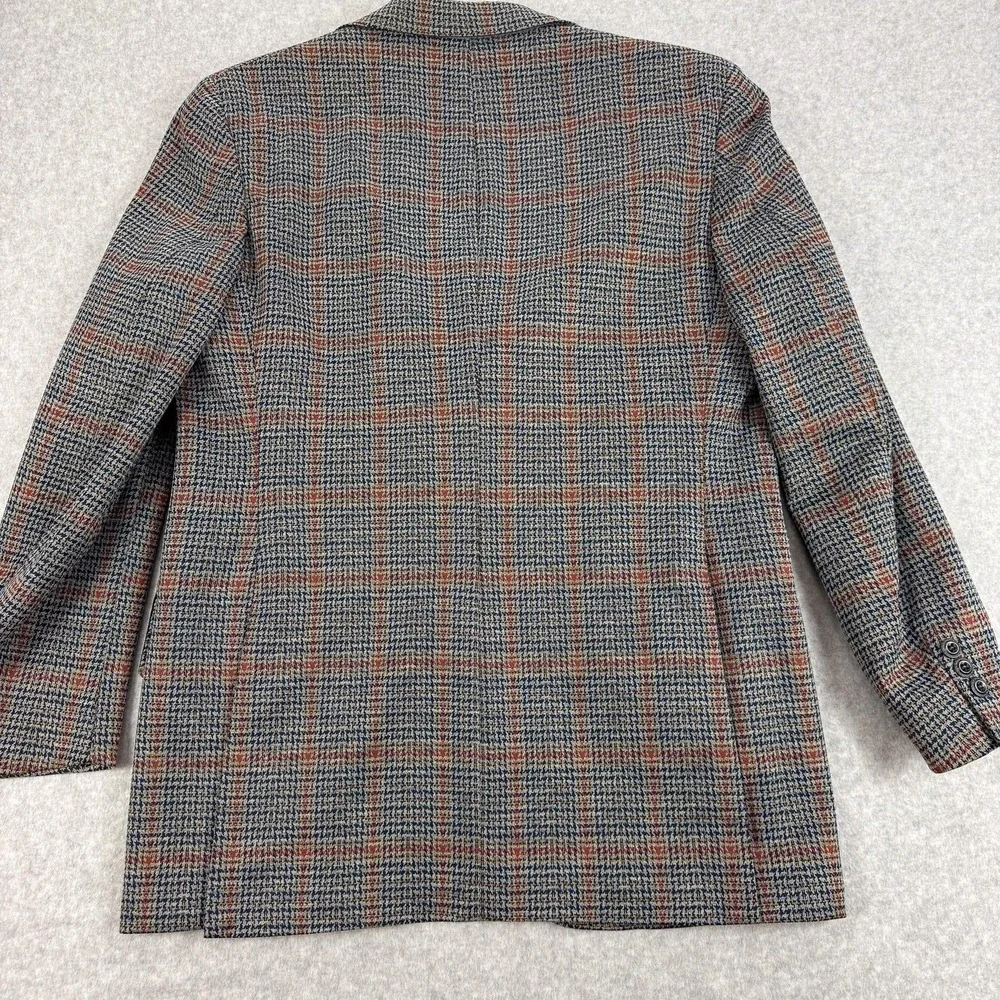 Vintage Towncraft Blazer Mens 38R Gray Plaid Wool‎ Tweed Sport Coat Retro USA